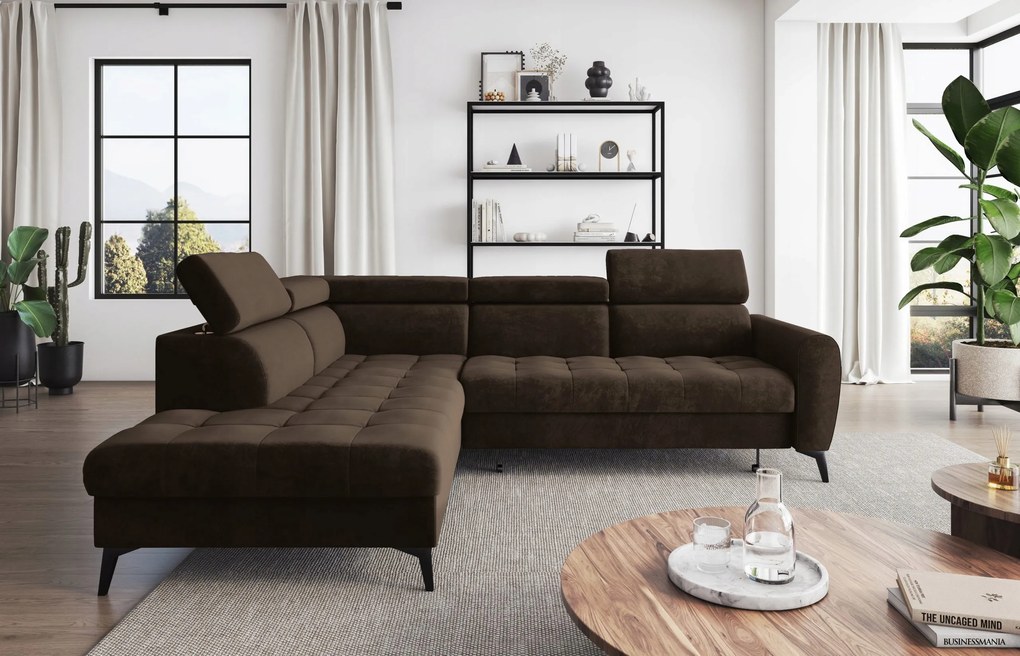 Hnedá rohovka s funkciou spania vľavo Bjorn L v hydrofóbnej tkanine.