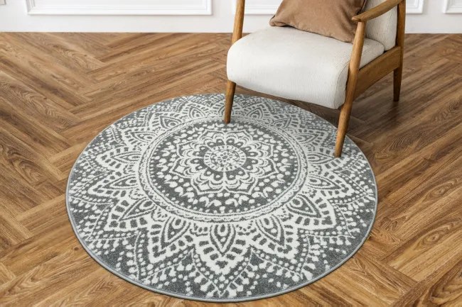 Koberec Lima G757A mandala, krémový / sivý kruh