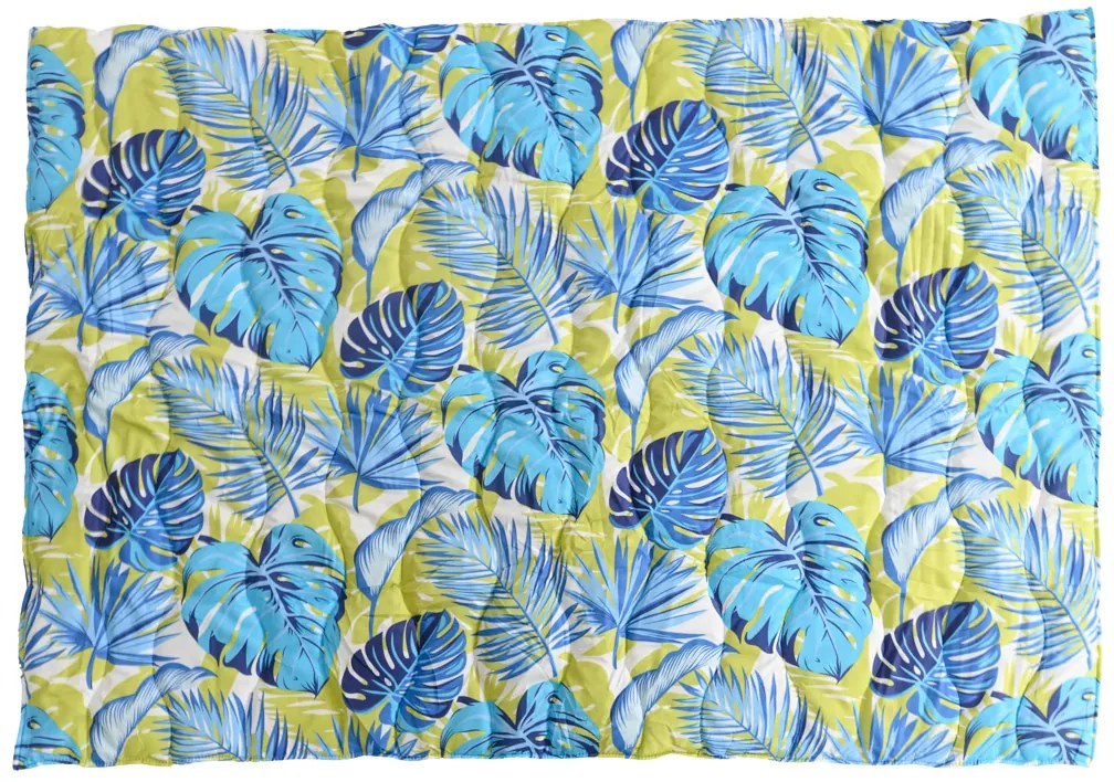Celoročná prešívaná prikrývka 140x200 cm s vankúšom ARECANO modro-zelená 70x90 cm