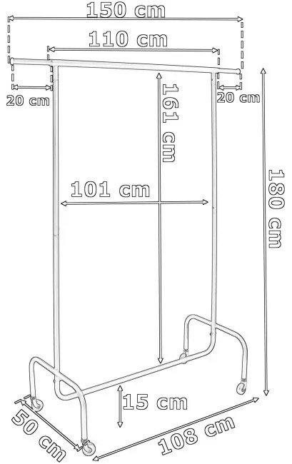 Vešiakový stojan na kolieskach HARUN strieborný