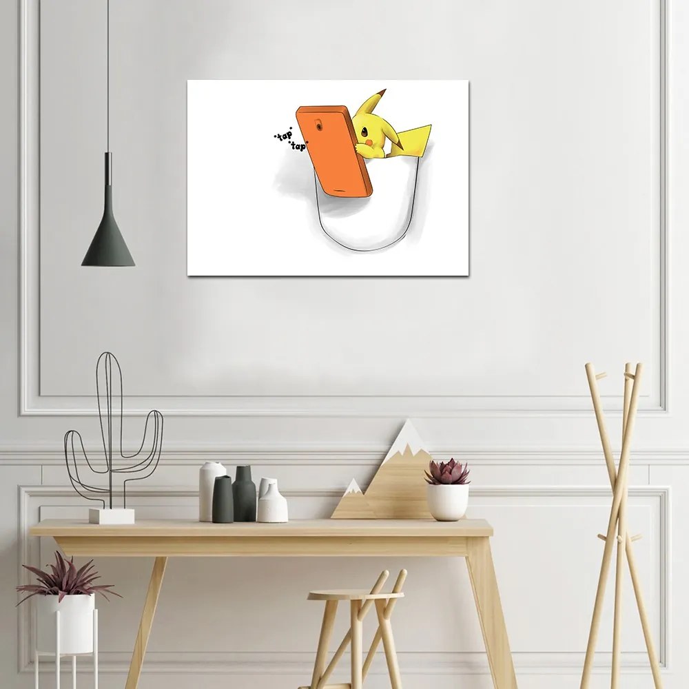 Gario Obraz na plátne Pokémon Pikachu s telefónom - Victoria Bravo Rozmery: 60 x 40 cm