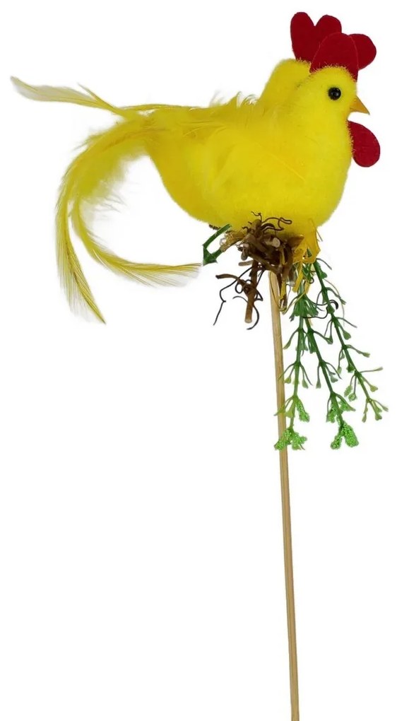 Zápich kohútik a sliepočka, 30 x 8 cm, žltá