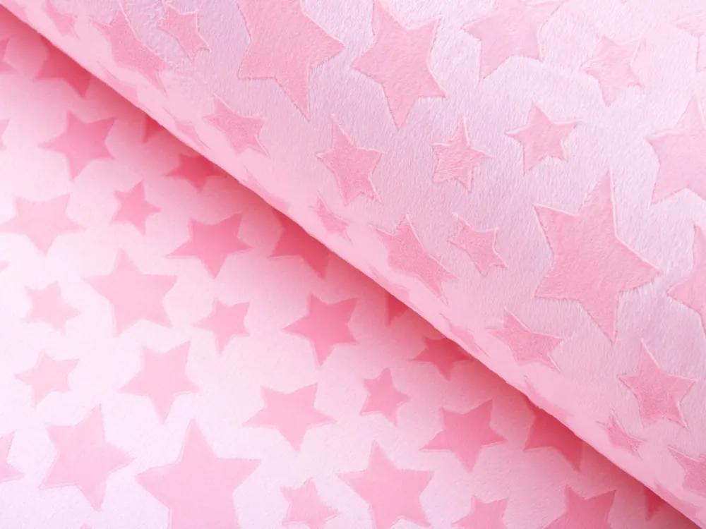 Biante Detská obliečka na vankúš Minky hladká MKH-005 Hviezdičky - Svetlo ružová 35 x 45 cm