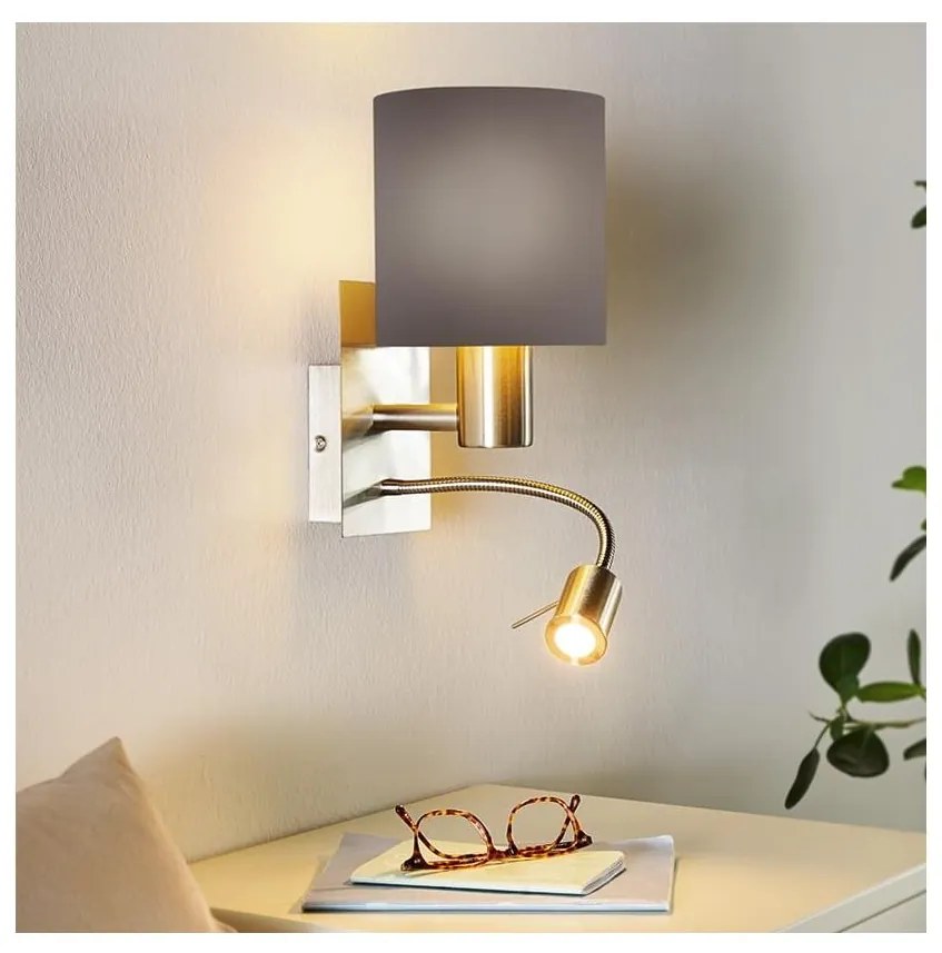 Eglo 96481 - LED Flexibilné svietidlo PASTERI 1xE27/40W+LED/3,8W šedá 96481