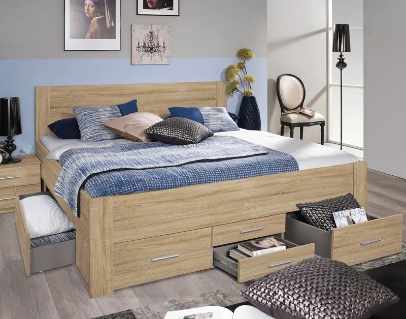 Posteľ Isotta 140x200 cm, dub sonoma