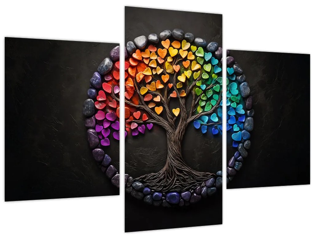 Obraz – Strom plný farebných sŕdc (90x60 cm)
