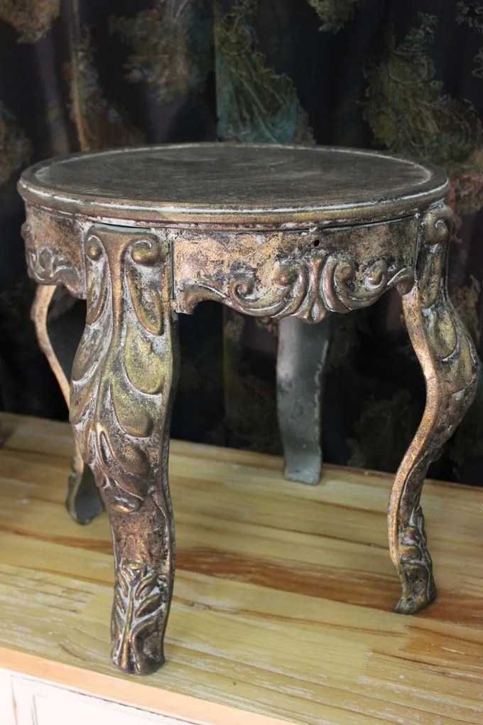 Kovový hnedý patinovaný stolík 41cm