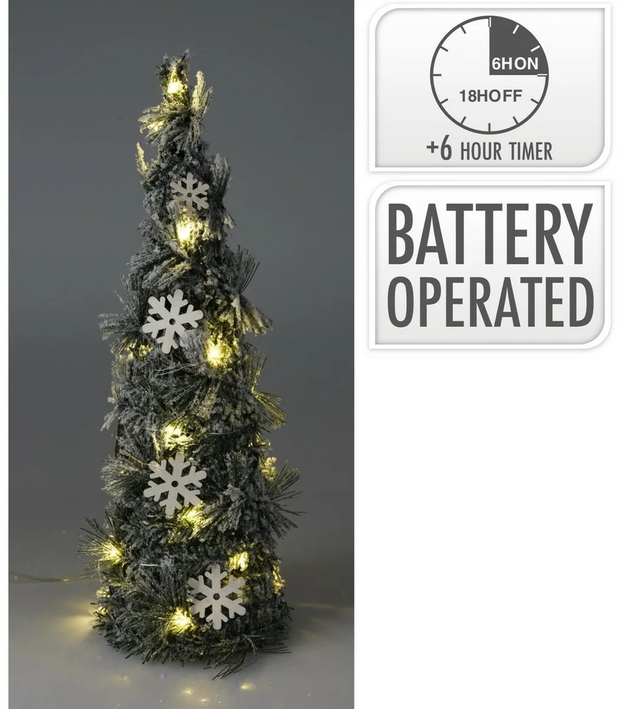Vianočná dekorácia Kužeľ so snehom LED, 40 cm