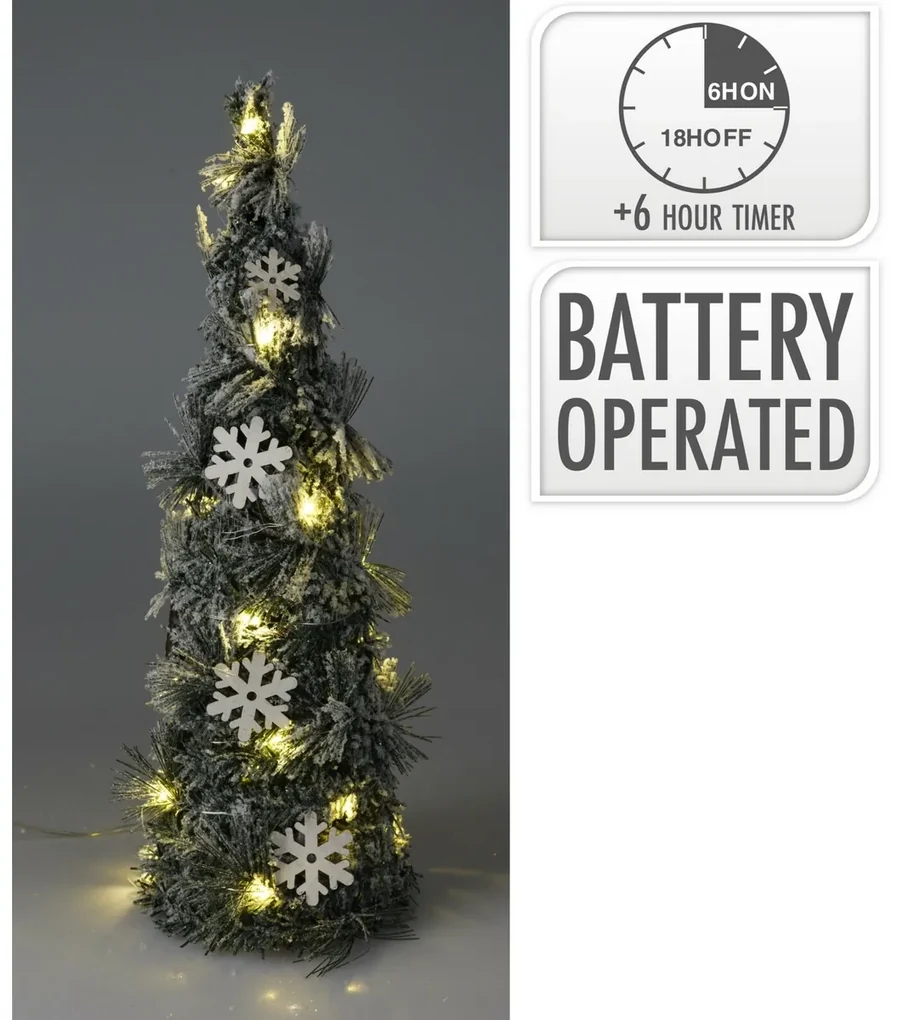 Vianočná dekorácia Kužeľ so snehom LED, 40 cm
