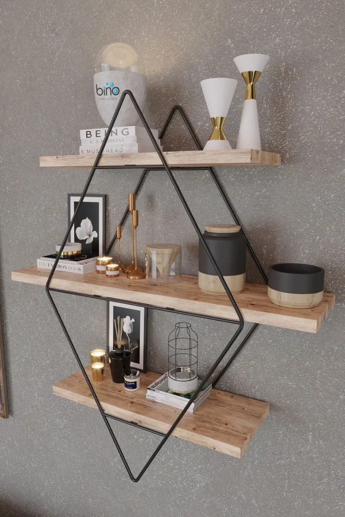 Nástenná polica Prizma smrek/čierna