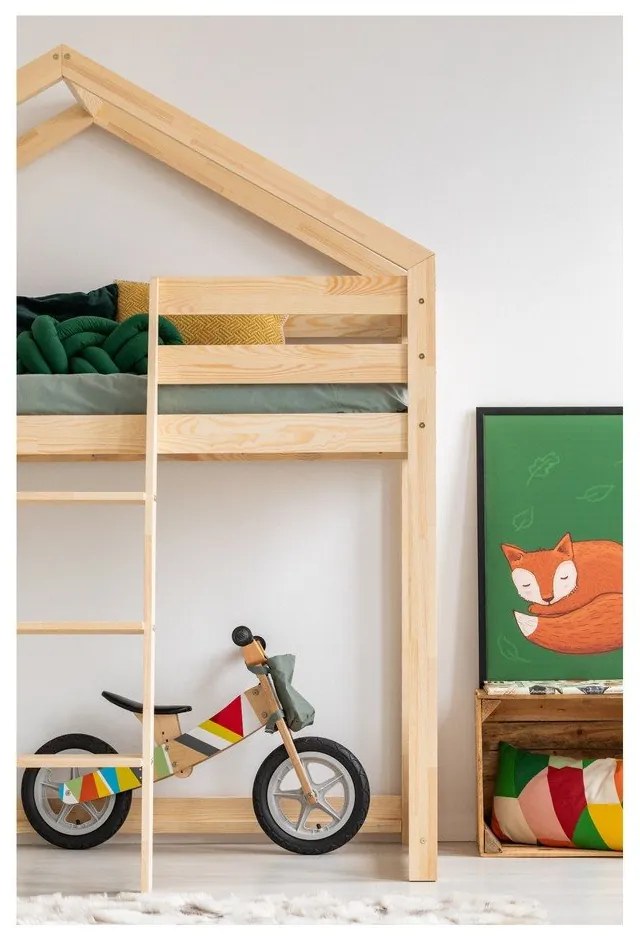 Domčeková poschodová posteľ z borovicového dreva Adeko Mila DMPA, 90 × 200 cm