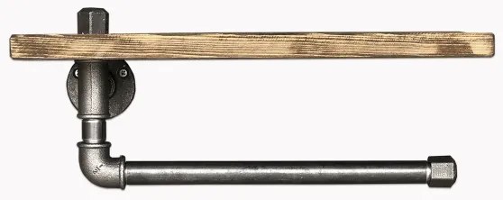 Nástenná polica s držiakom uteráka BORURAF 16x40 cm smrek/čierna