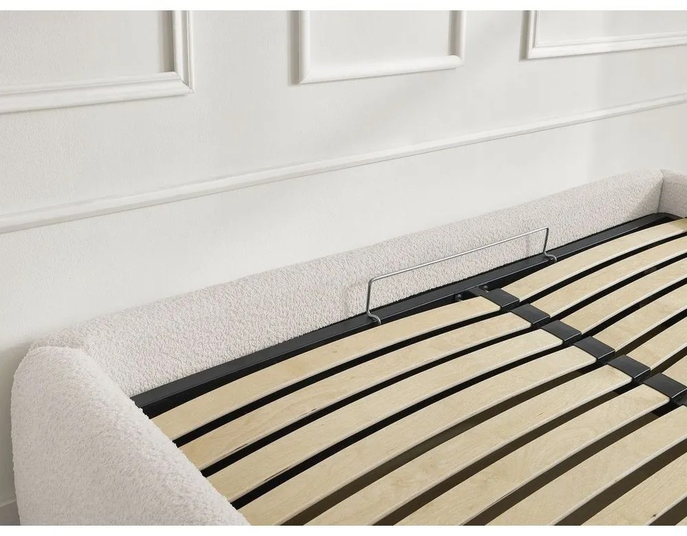 Biela čalúnená dvojlôžková posteľ s úložným priestorom/bez čela s roštom 180x200 cm Inera – Bobochic Paris