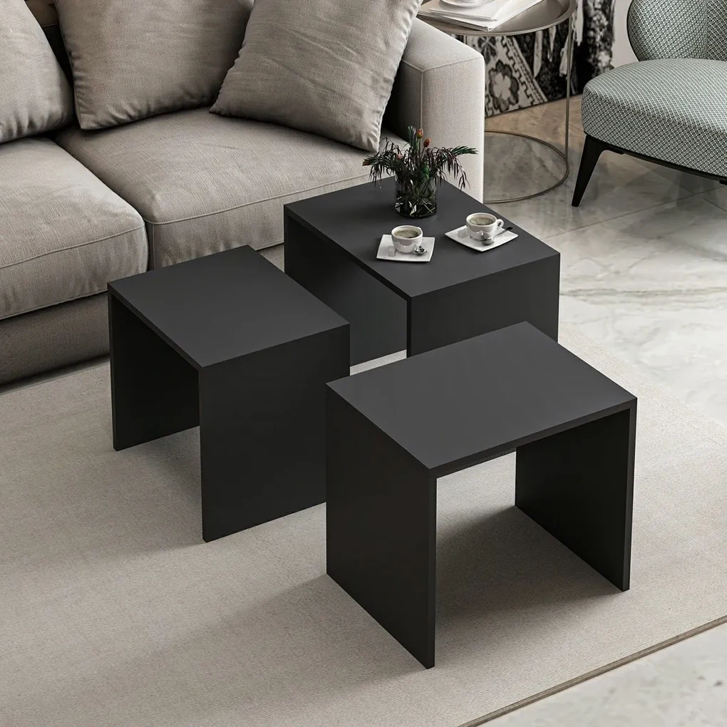 Skladací stôl Alya Anthracite, 3 ks