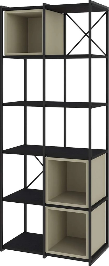 Knižnica Houseland Vale Midi čierna/sivo-zelená