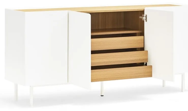 Biela/v prírodnej farbe nízka komoda v dekore duba 165x78 cm Arista – Teulat