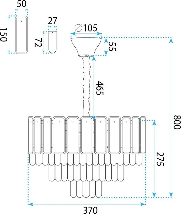 Toolight Toolight, krištáľová závesná lampa Ø40 cm, 5×E14, SWE088-CP, zlatá, OSW-30215