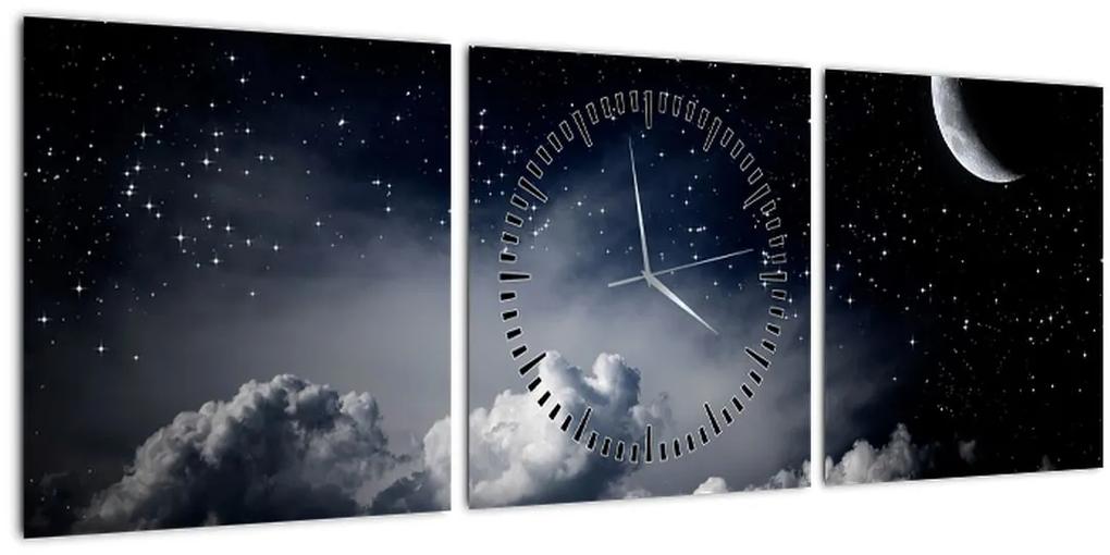 Obraz - Hviezdna obloha (s hodinami) (90x30 cm)