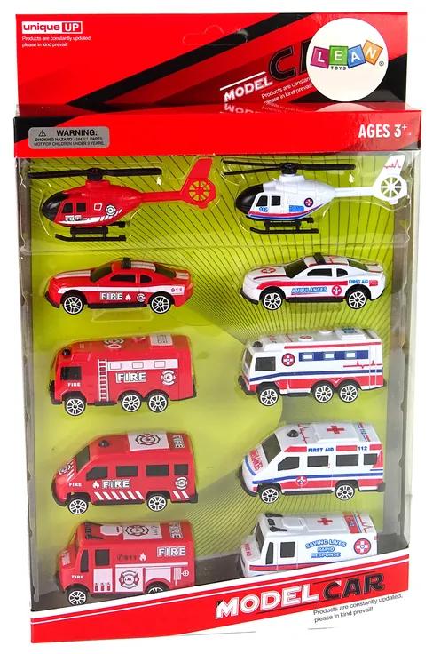 Lean Toys Sada 10 záchranných vozidiel