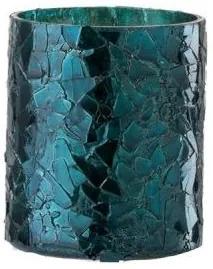Modrý sklenený svietnik - Ø 7 * 8 cm
