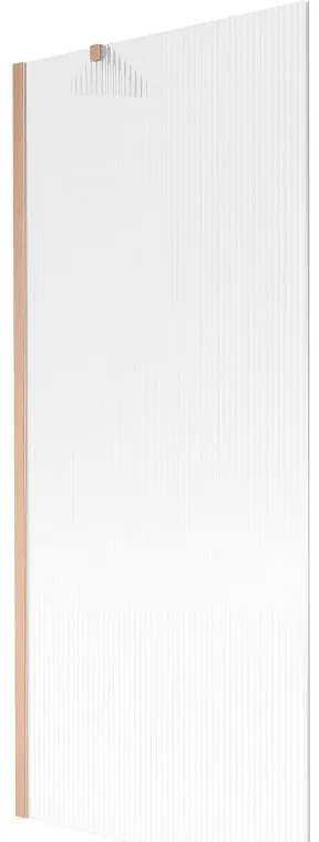 Mexen Next, 1-krídlová vaňová zástena 80 x 150 cm, 6mm sklo Ribs, medená matná, 895-080-000-00-09-65