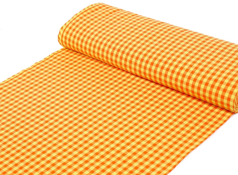 Biante Bavlnený štvorcový obrus Olivia OL-006 Oranžovo-žltá kocka malá 140x140 cm
