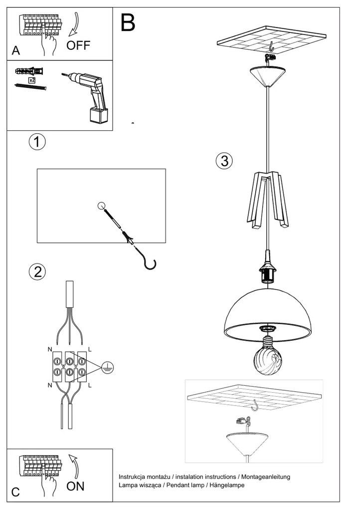 Závesné svietidlo Casco, 1x drevené/biele kovové tienidlo, b
