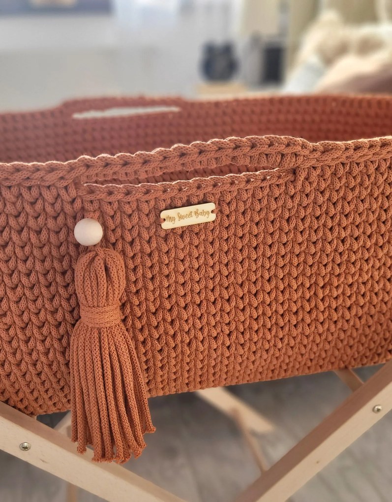 My Sweet Baby Mojžišov kôš BOHO Handmade so stojanom - terakota