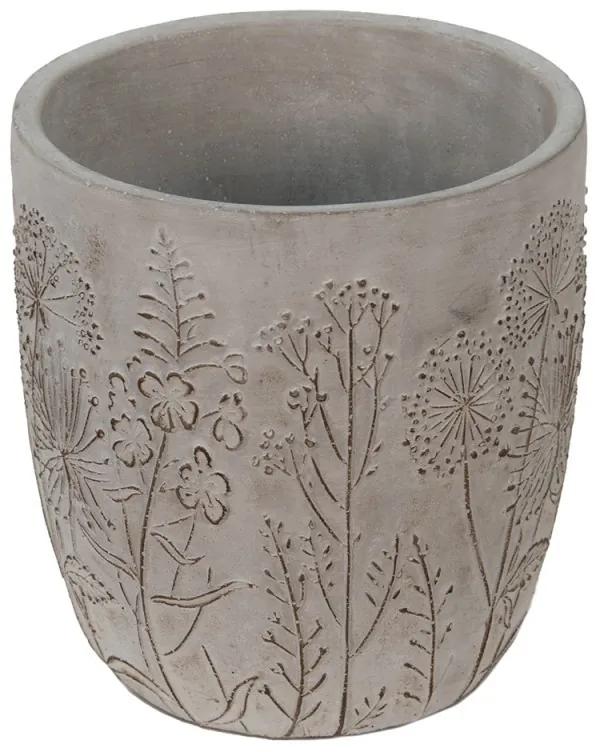 Béžovo-šedý cementový obal na kvetináč s lúčnymi kvetmi Wildflowers - Ø16*18cm