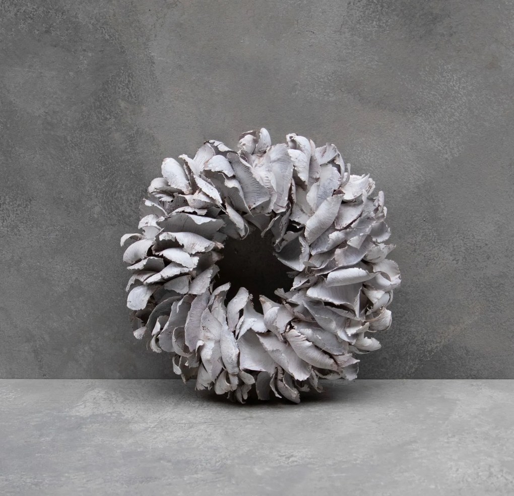 Dekoratívny veniec Palm Petal White, 40 cm