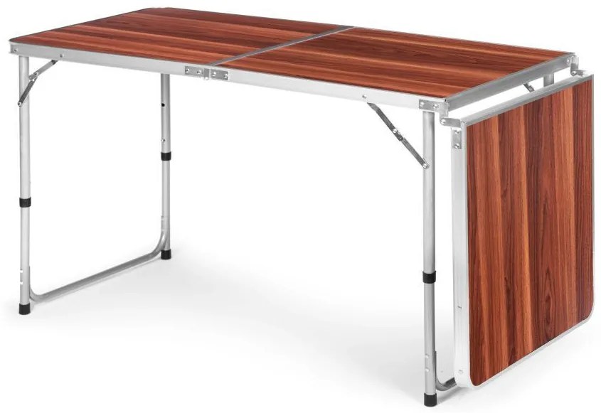 Skladací cateringový stôl 180 x 60 cm s imitáciou dreva 3-časťový