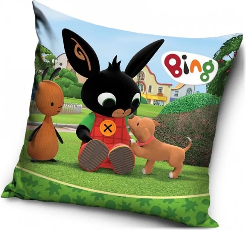 Detský velúrový vankúš Zajko Bing a šteniatko | 40 x 40 cm