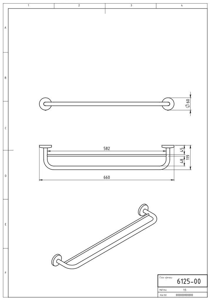 Novaservis - Dvojitý držiak uterákov 600 mm Metalia 1 chróm, 6125,0