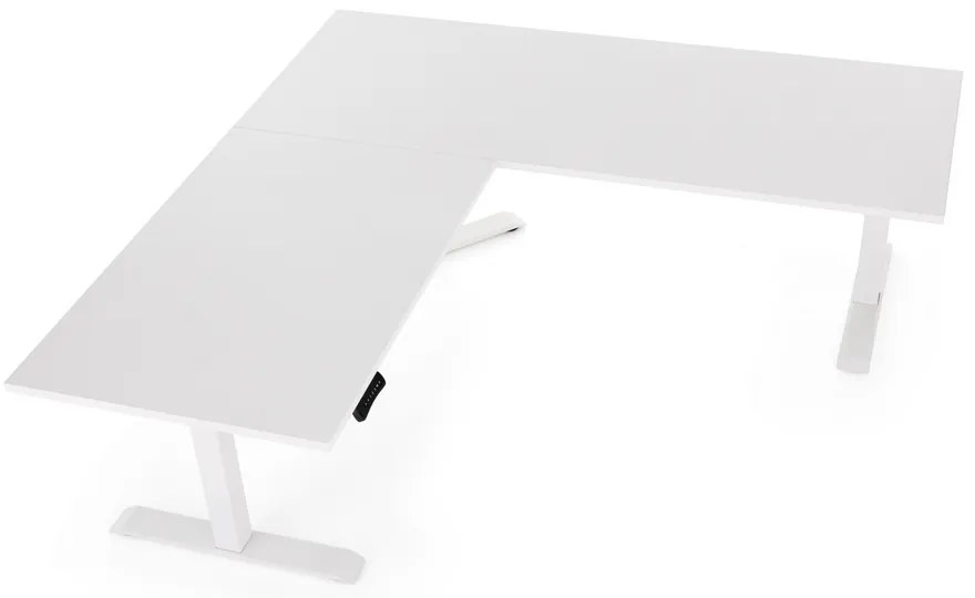 Výškovo nastaviteľný stôl OfficeTech Angle, 180 x 200 cm, biela podnož, biela