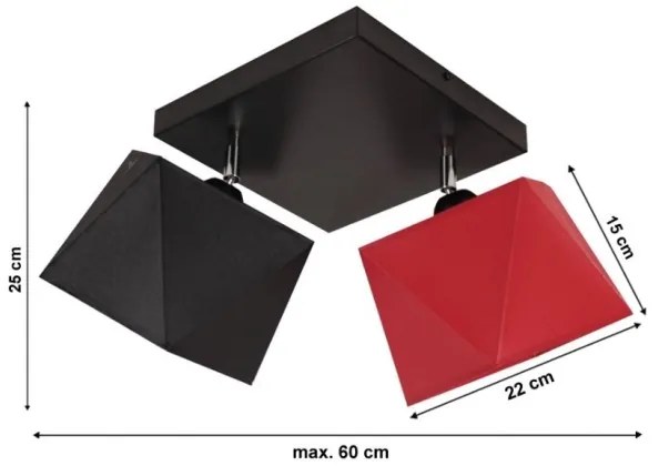 Prisadený luster DIAMENT 2xE27/60W/230V čierno-červená