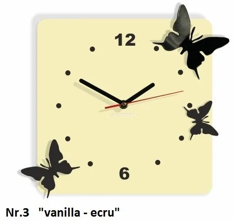 Nástenné dekoračné hodiny motýle vanilla-ecru