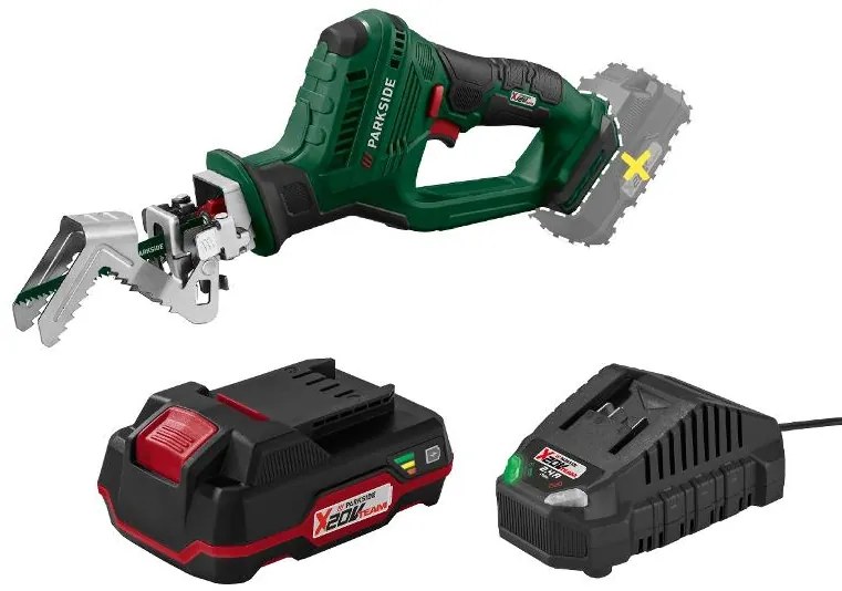 Parkside®  Aku píla na konáre 20 V Pasa 20-Li D3 + Akumulátor 20 V/2 Ah + Nabíjačka 20 V/2,4 A  (800011453)