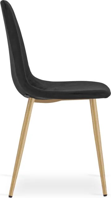 Set troch jedálenských stoličiek PADVA zamatové čierne / hnedé nohy (3 ks)