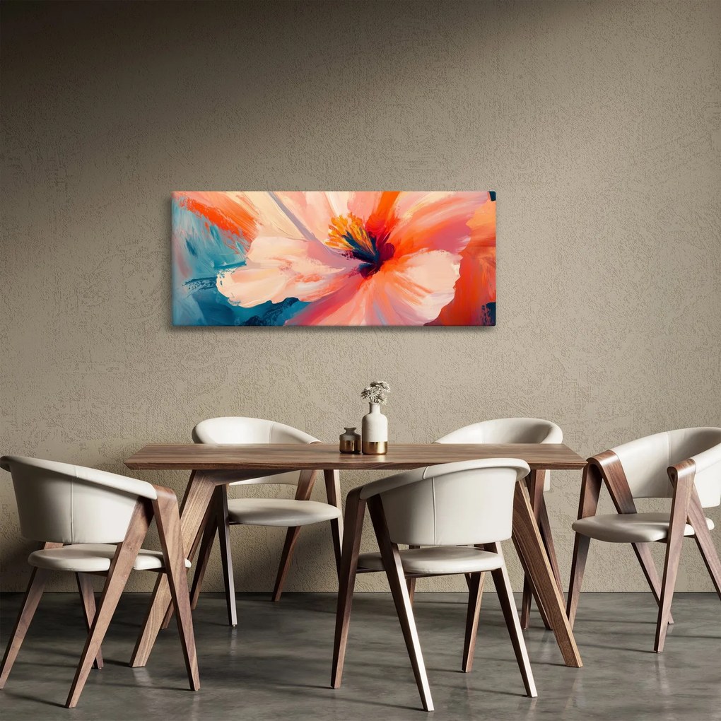 Obraz - Maľovaný kvet (120x50 cm)