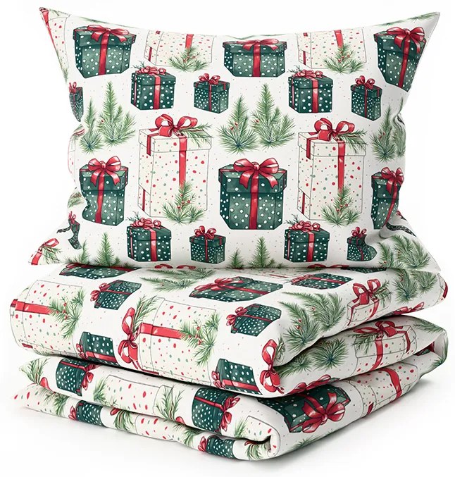 Bavlnené obliečky CHRISTMAS PRESENT krémové Rozmer obliečky: 70 x 90 cm | 140 x 220 cm