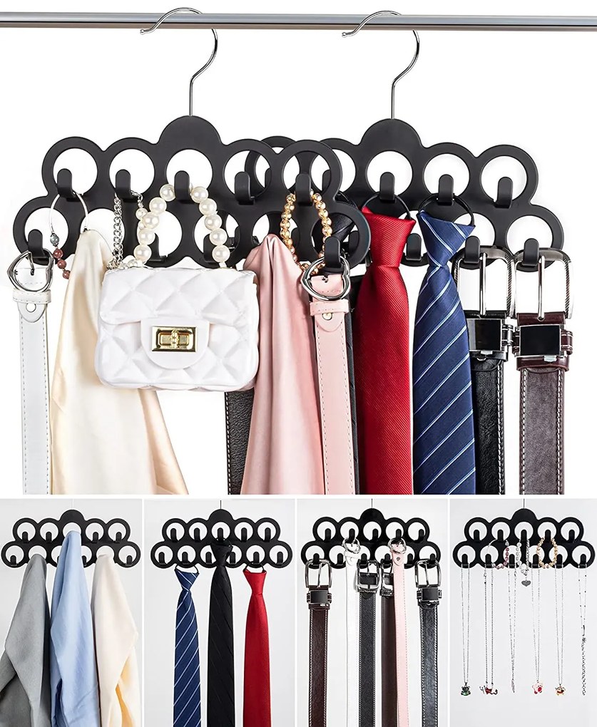 JJA Vešiak na kravaty a opasky, semiš, 11 háčikov