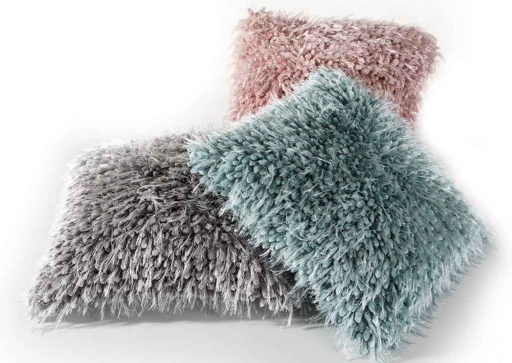 CHLPATÁ DEKORAČNÁ OBLIEČKA NA VANKÚŠ KORAL 40X40 CM SIVÁ