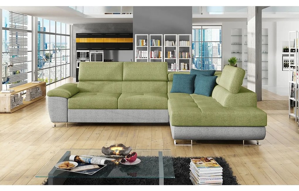 Rohová sedačka Alvin, Dostupné poťahy: ekokoža Soft 017 + Uttario Velvet 2971 + Kronos 02, Strana: pravá