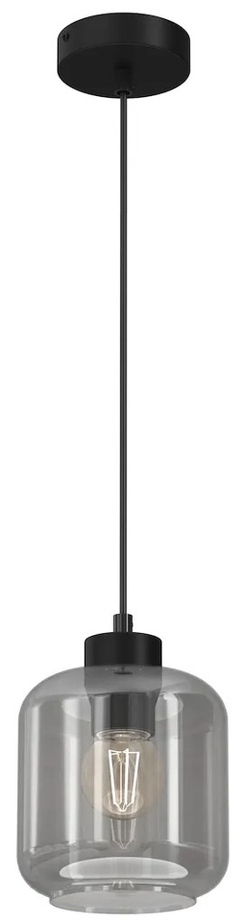 Závesné svietidlo Sombra, 1x grafitové sklenené tienidlo, b
