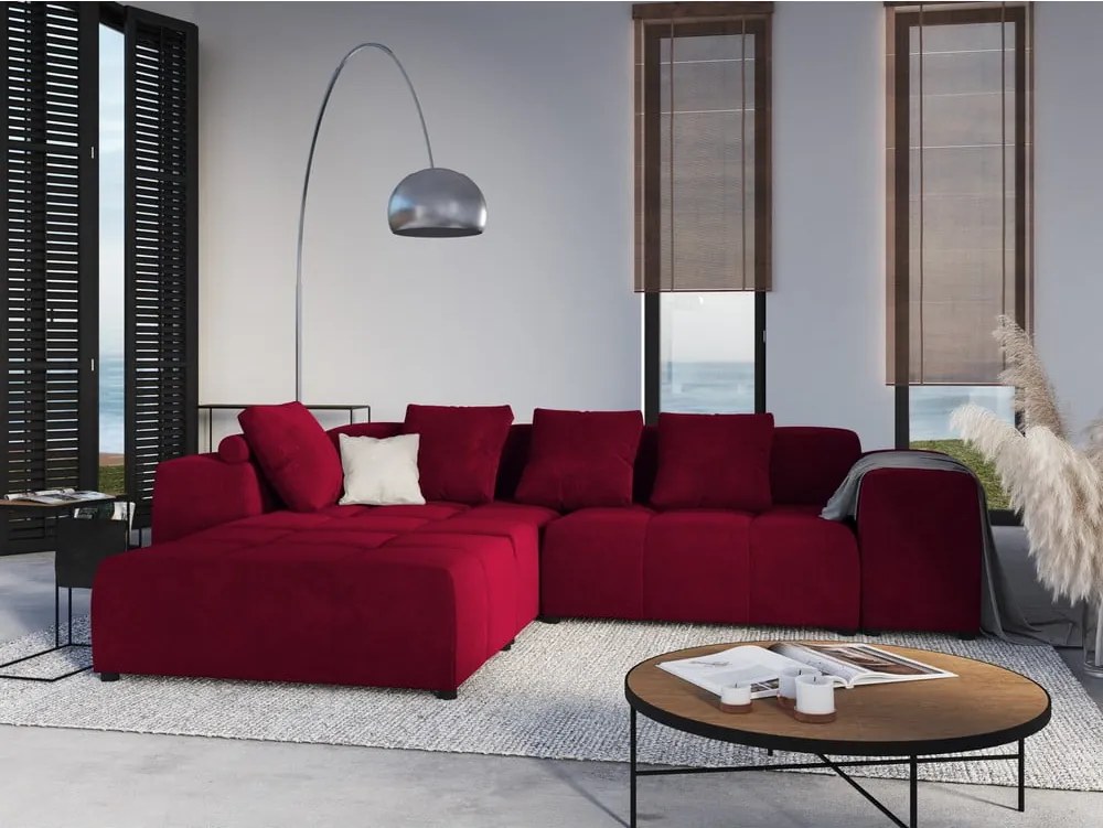 Červený zamatový modul pohovky Rome Velvet - Cosmopolitan Design