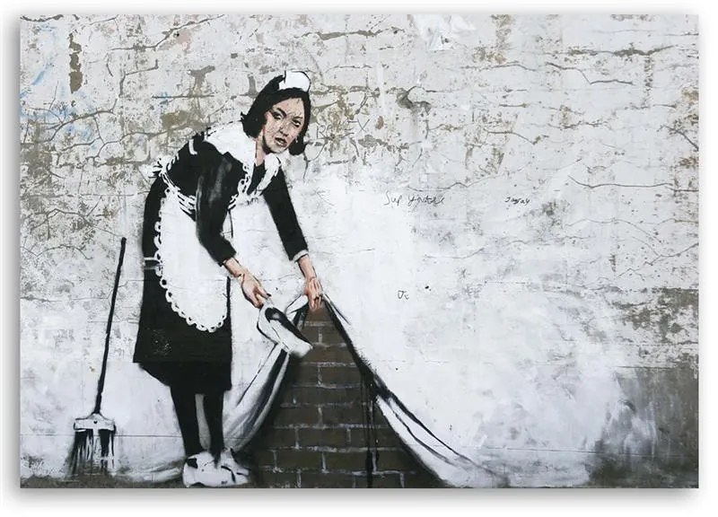 Gario Obraz na plátne Banksy maid - street art mural Rozmery: 60 x 40 cm