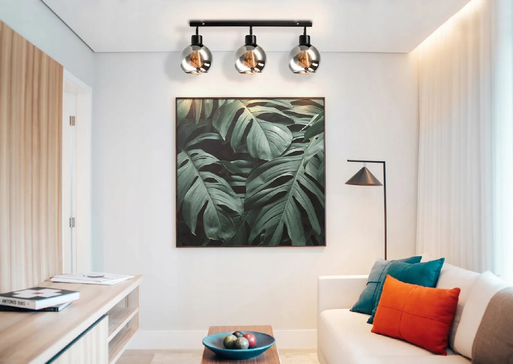 BERGE Sklenená LED stropná lampa 3xE27 - dymová guľa