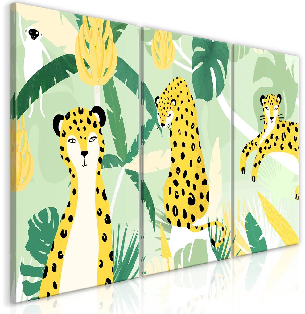 Artgeist Obraz - Cheetahs in the Jungle (3 Parts) Veľkosť: 120x60, Verzia: Na talianskom plátne