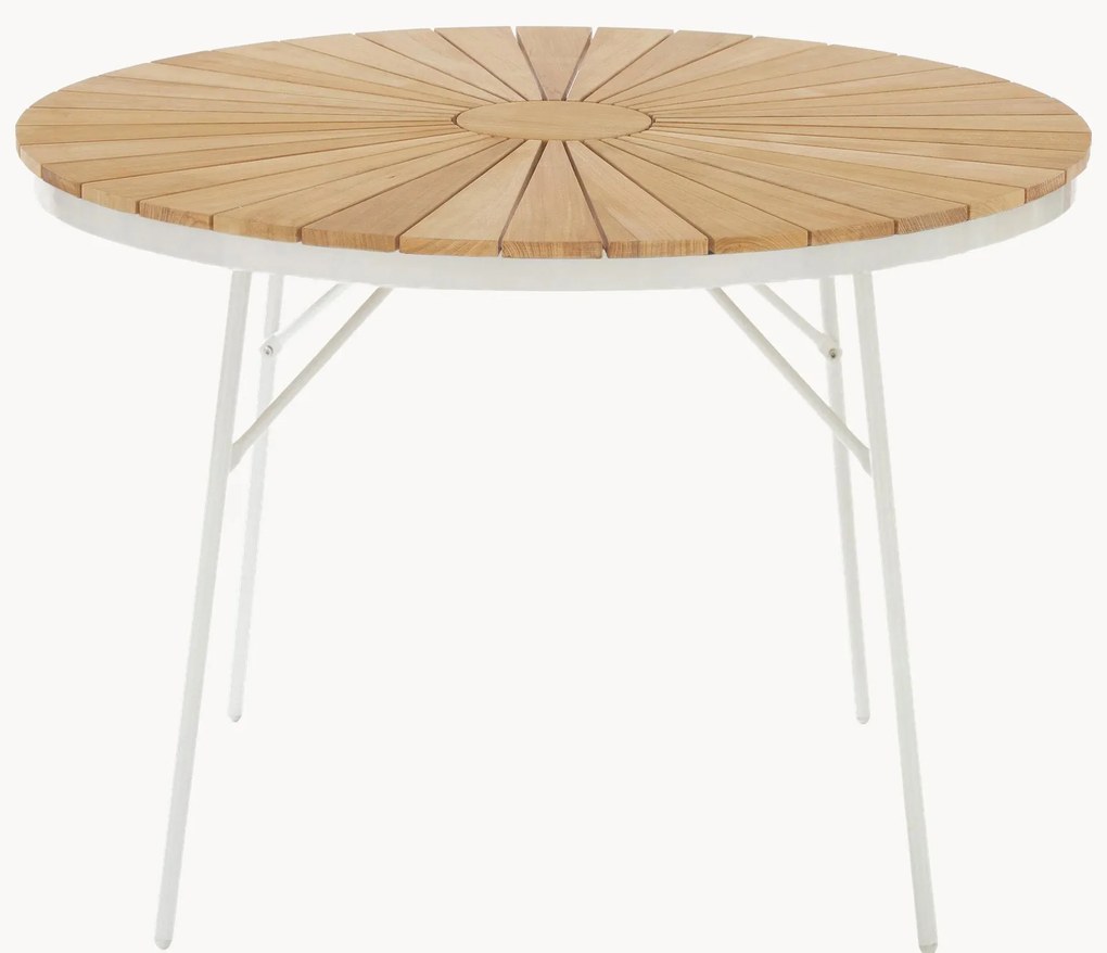 Okrúhly záhradný stôl so stolovou doskou z tíkového dreva Ellen