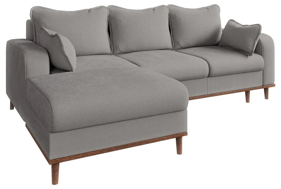 Svetlosivá menčestrová rohová pohovka (ľavý roh) Beata – Ropez